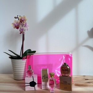 Pink Transparent Pouch with collectable mini Perfumes